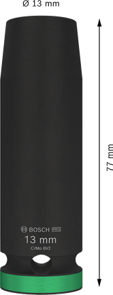 Kunci Sok Impact Bosch PRO 1/2 inci kedalaman 13 mm.